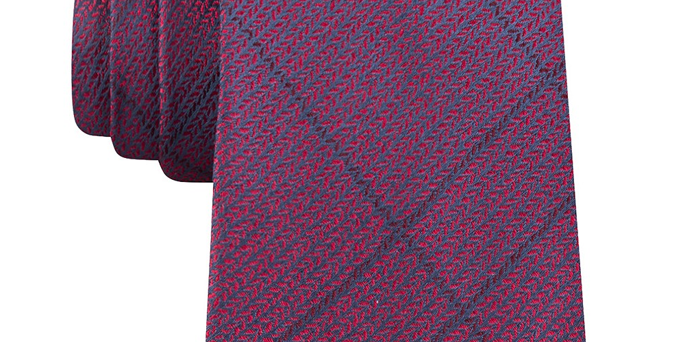 Calvin Klein Gravata Masculina Slim Knit Xadrez de Seda Vermelha Tamanho Regular