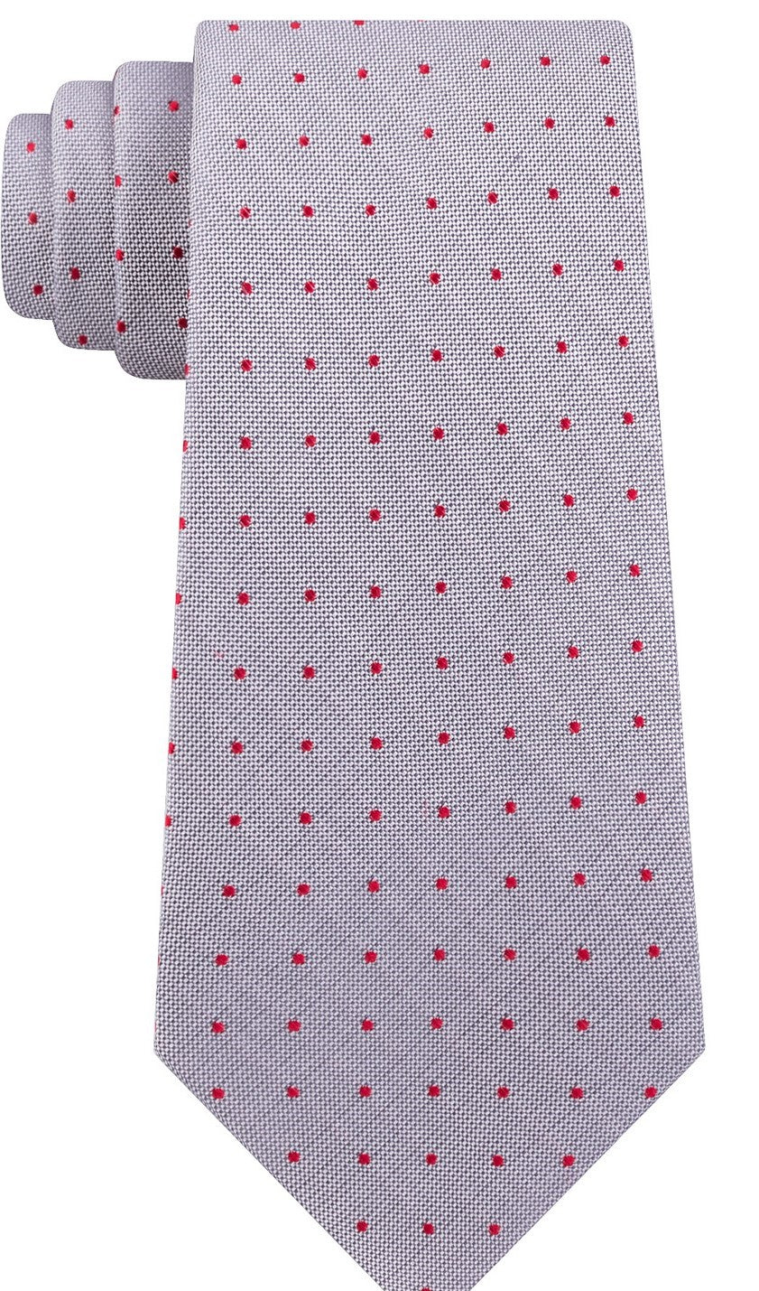 Gravata Calvin Klein Masculina Holly Pin-Dot Slim Silk Cinza Tamanho Regular
