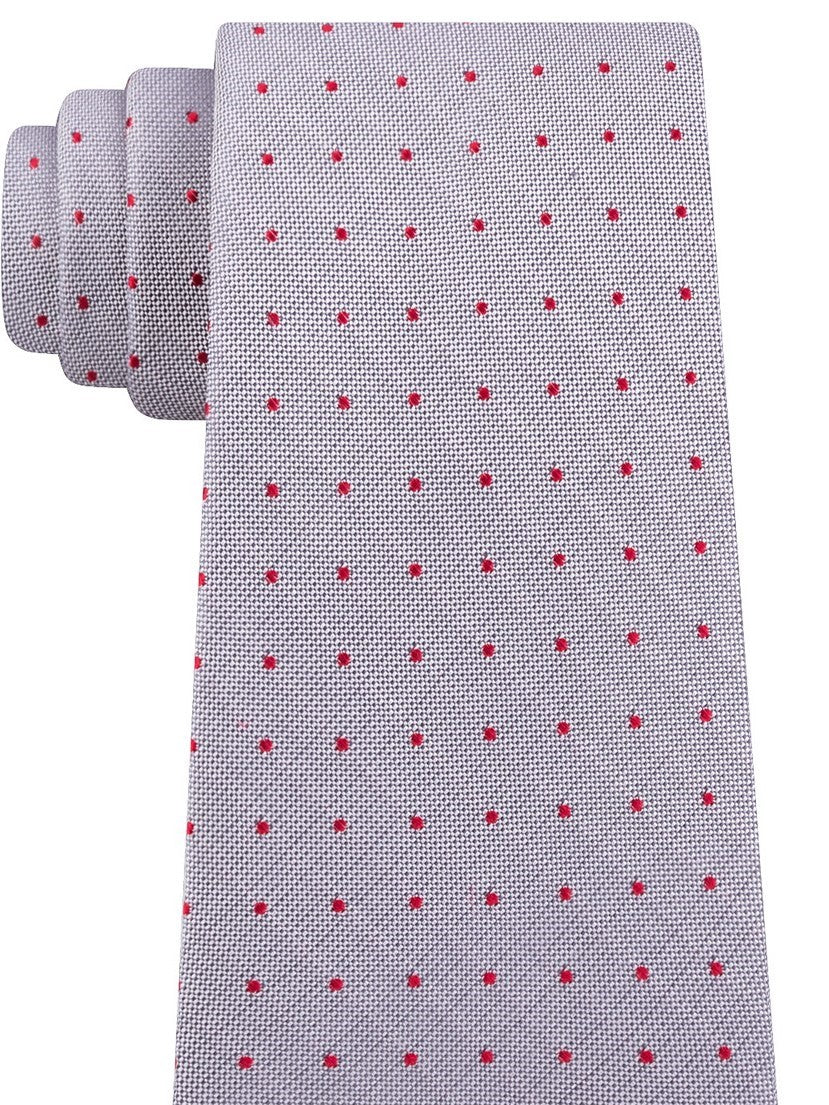 Gravata Calvin Klein Masculina Holly Pin-Dot Slim Silk Cinza Tamanho Regular