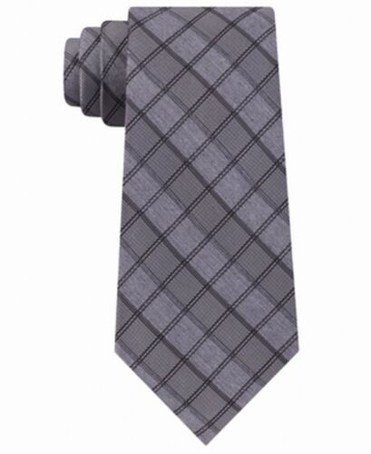 Gravata Slim Calvin Klein Masculina Jewel Graphic Check Cinza Tamanho Regular
