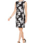 Vestido tubinho jacquard com estampa floral feminino N Natori, preto, tamanho 10