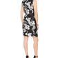 Vestido tubinho jacquard com estampa floral feminino N Natori, preto, tamanho 10
