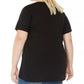 Camiseta feminina moderna e moderna com estampa gráfica Mischief Managed Plus Size, preta, tamanho 2X