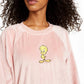 Warner Brothers Junior's Tweety Bird Fuzzy Top Rosa Tamanho Grande