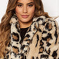 Jaqueta Levi's Feminina com Estampa de Leopardo e Pele Sintética, Tamanho Médio e Grande, Amarela