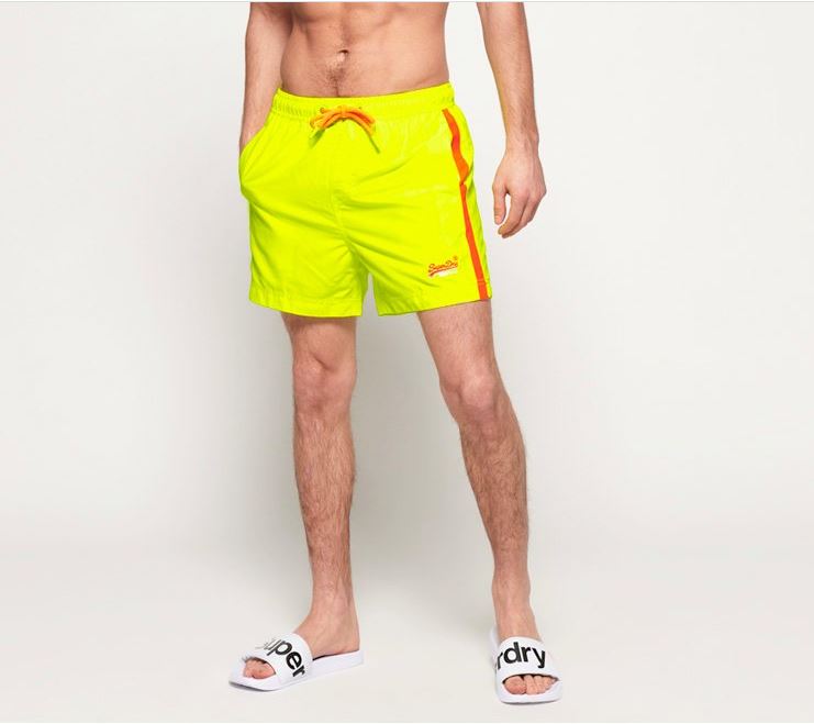 Superdry Shorts de Natação Masculino Beach Volley Amarelo Tamanho XX-G