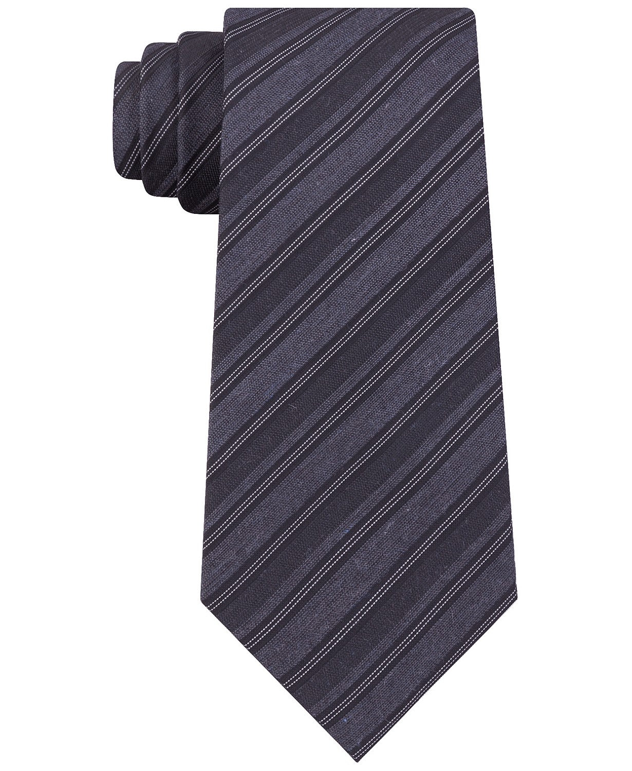 Gravata masculina Kenneth Cole Reaction Stone Slim Stripe preta tamanho regular