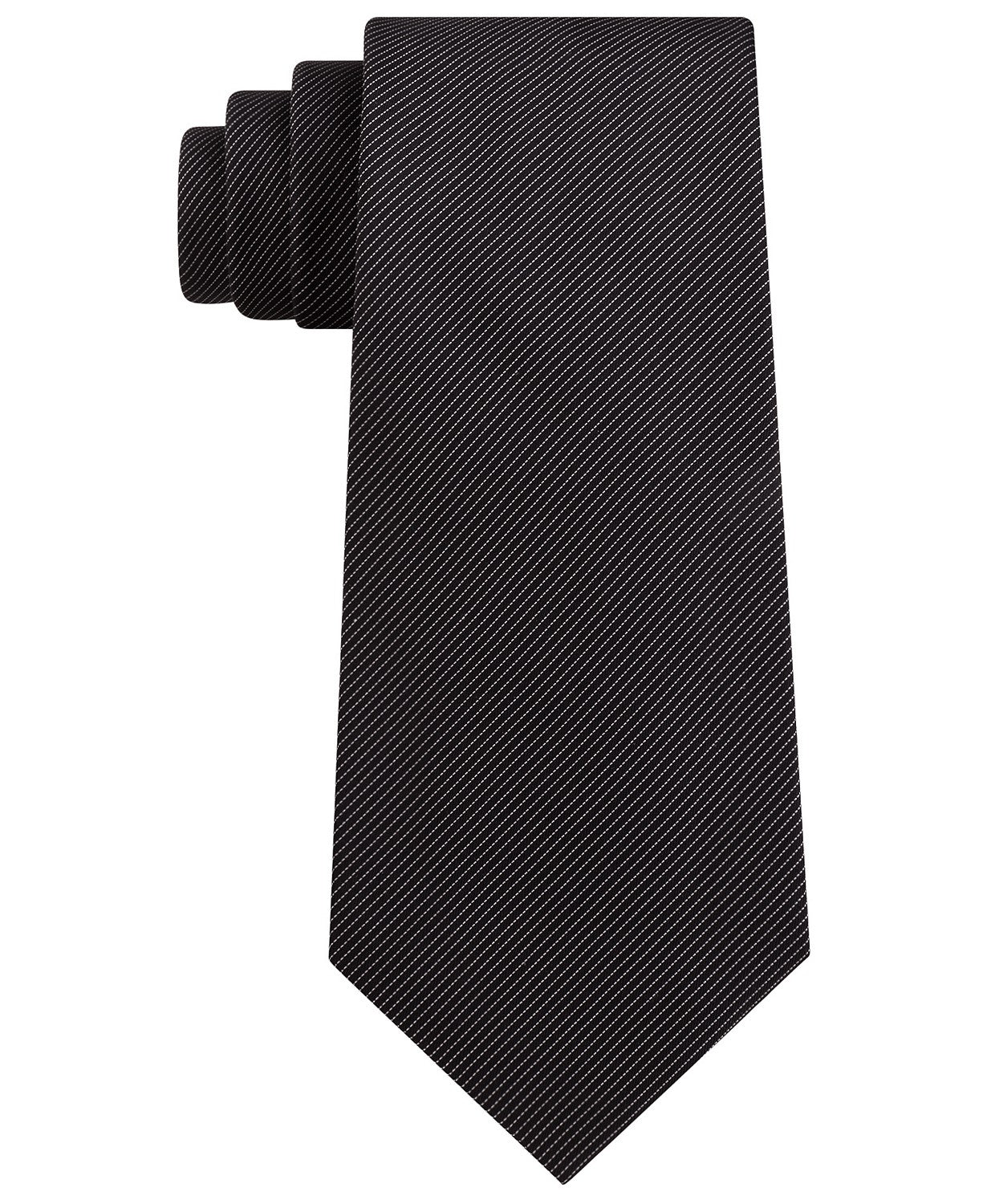 Gravata Kenneth Cole Reaction Masculina Classic Stripe Preta Tamanho Regular