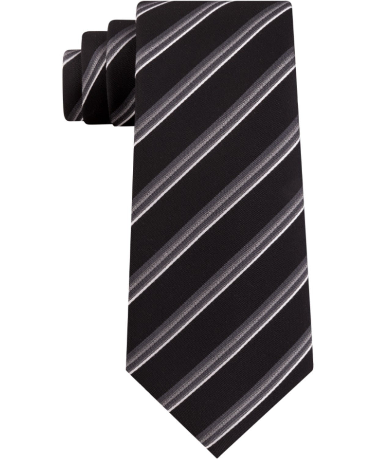Gravata listrada masculina Kenneth Cole Reaction Veloutine preta tamanho regular