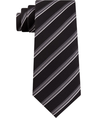 Gravata listrada masculina Kenneth Cole Reaction Veloutine preta tamanho regular