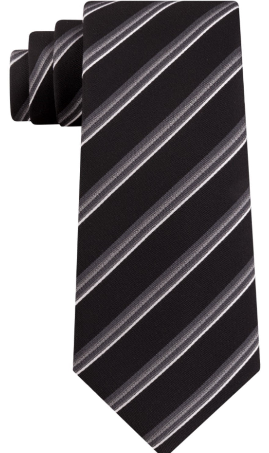 Gravata listrada masculina Kenneth Cole Reaction Veloutine preta tamanho regular