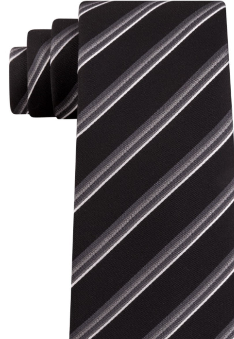 Gravata listrada masculina Kenneth Cole Reaction Veloutine preta tamanho regular