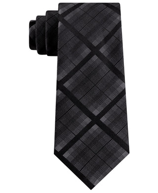 Gravata xadrez slim masculina Kenneth Cole Reaction, preta, tamanho regular