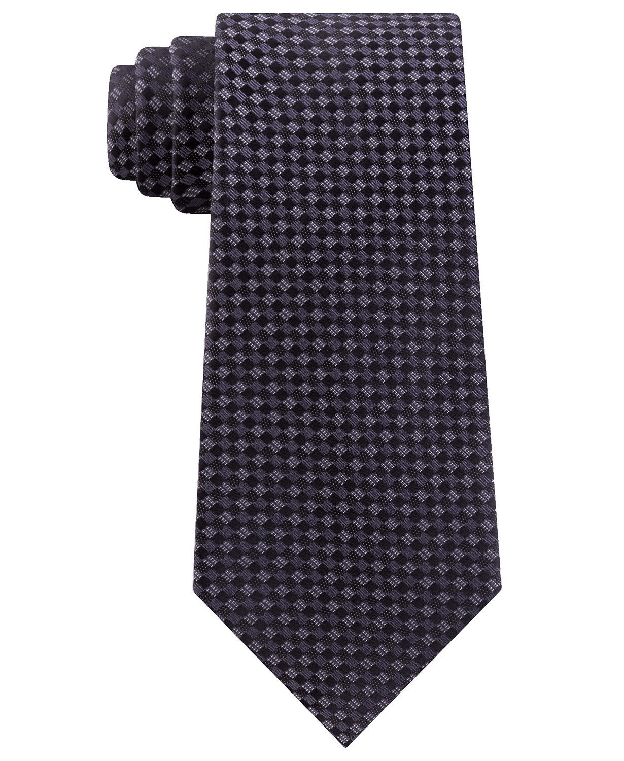Gravata Slim Masculina Kenneth Cole Reaction Micro Checkerboard Preta Tamanho Regular