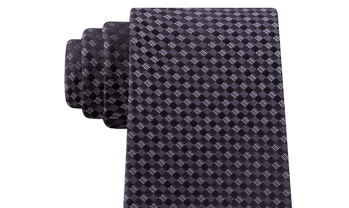 Gravata Slim Masculina Kenneth Cole Reaction Micro Checkerboard Preta Tamanho Regular