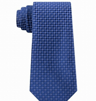 Gravata Slim Masculina Kenneth Cole Reaction Micro Checkerboard Azul Marinho Tamanho Regular
