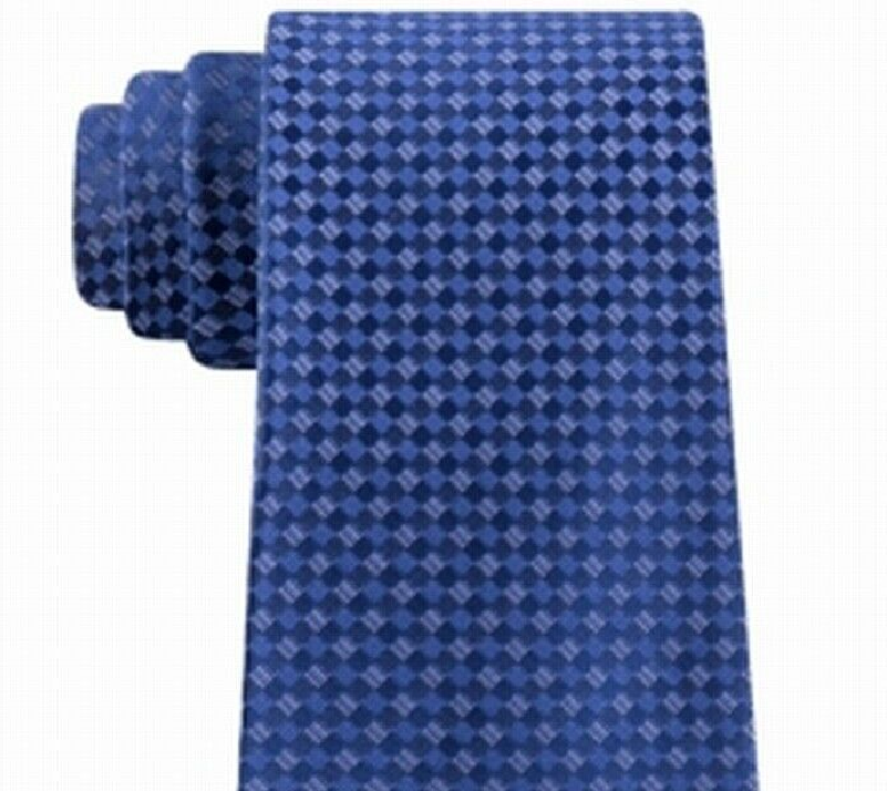 Gravata Slim Masculina Kenneth Cole Reaction Micro Checkerboard Azul Marinho Tamanho Regular