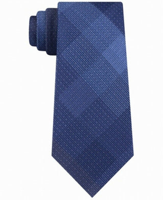 Gravata xadrez slim masculina Kenneth Cole Reaction azul tamanho regular