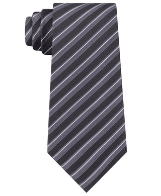 Gravata Slim Listrada Masculina Kenneth Cole Reaction Preta Tamanho Regular