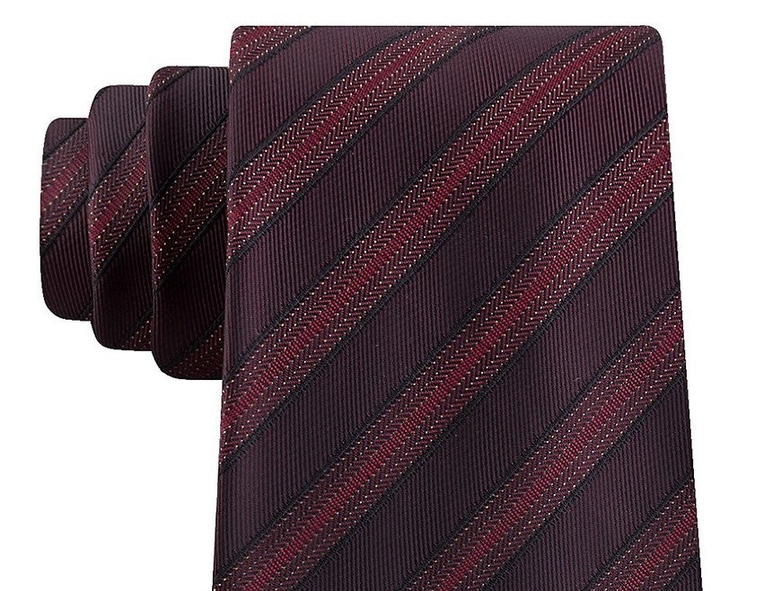 Gravata Masculina Kenneth Cole Reaction Slim Metallic Dot Stripe Vermelha Tamanho Regular