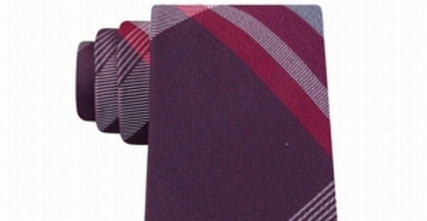 Gravata xadrez fina Parkway masculina Kenneth Cole Reaction vermelha tamanho regular
