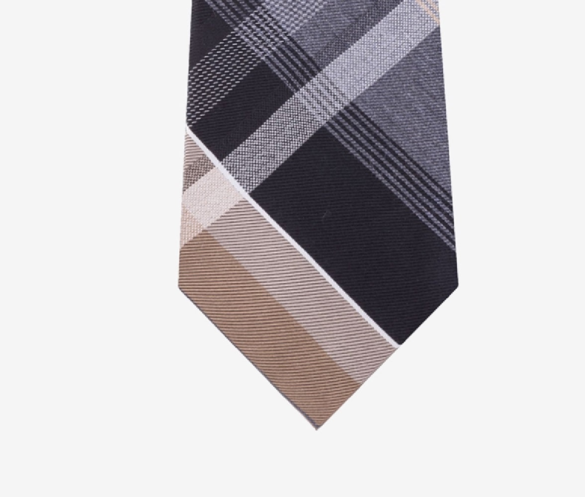 Gravata xadrez masculina Kenneth Cole Reaction Plazza Slim, marrom, tamanho regular