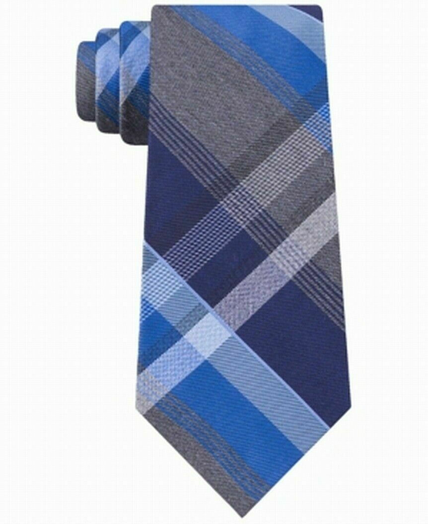 Gravata xadrez masculina Kenneth Cole Reaction azul tamanho único