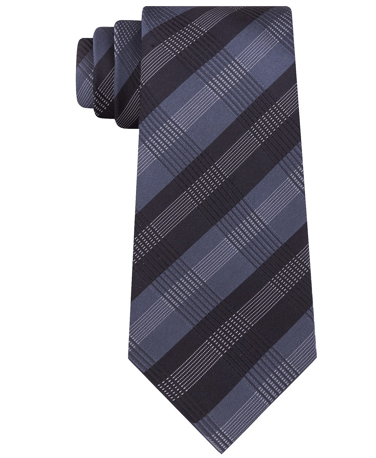 Gravata xadrez slim masculina Kenneth Cole Reaction, preta, tamanho regular