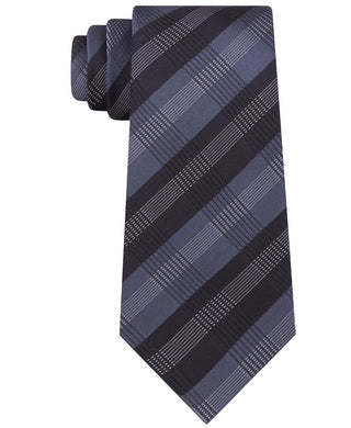 Gravata xadrez slim masculina Kenneth Cole Reaction, preta, tamanho regular