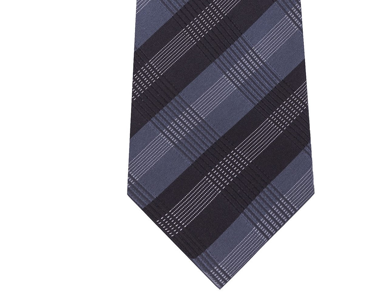 Gravata xadrez slim masculina Kenneth Cole Reaction, preta, tamanho regular