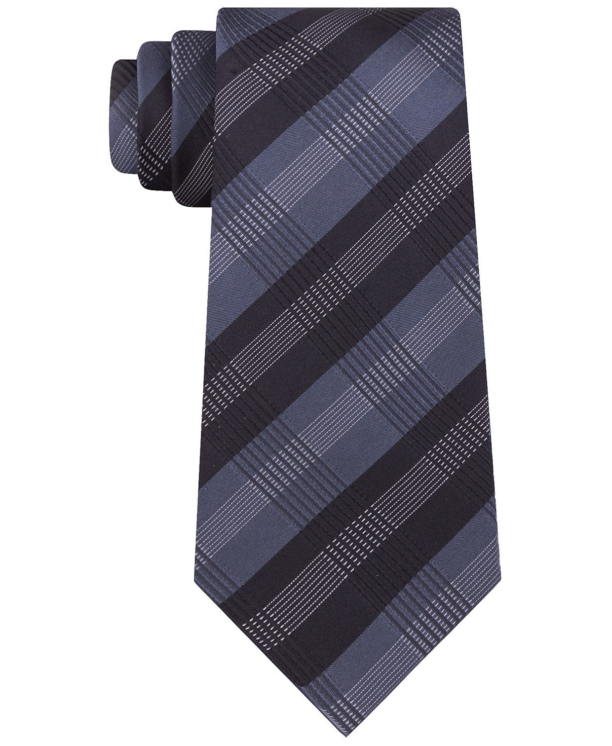 Gravata xadrez slim masculina Kenneth Cole Reaction cinza tamanho regular