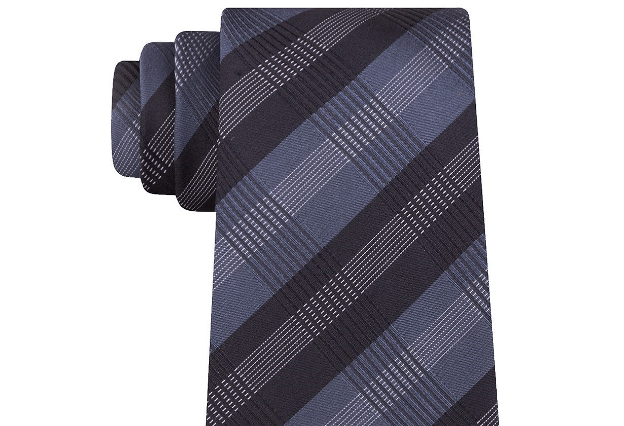 Gravata xadrez slim masculina Kenneth Cole Reaction cinza tamanho regular