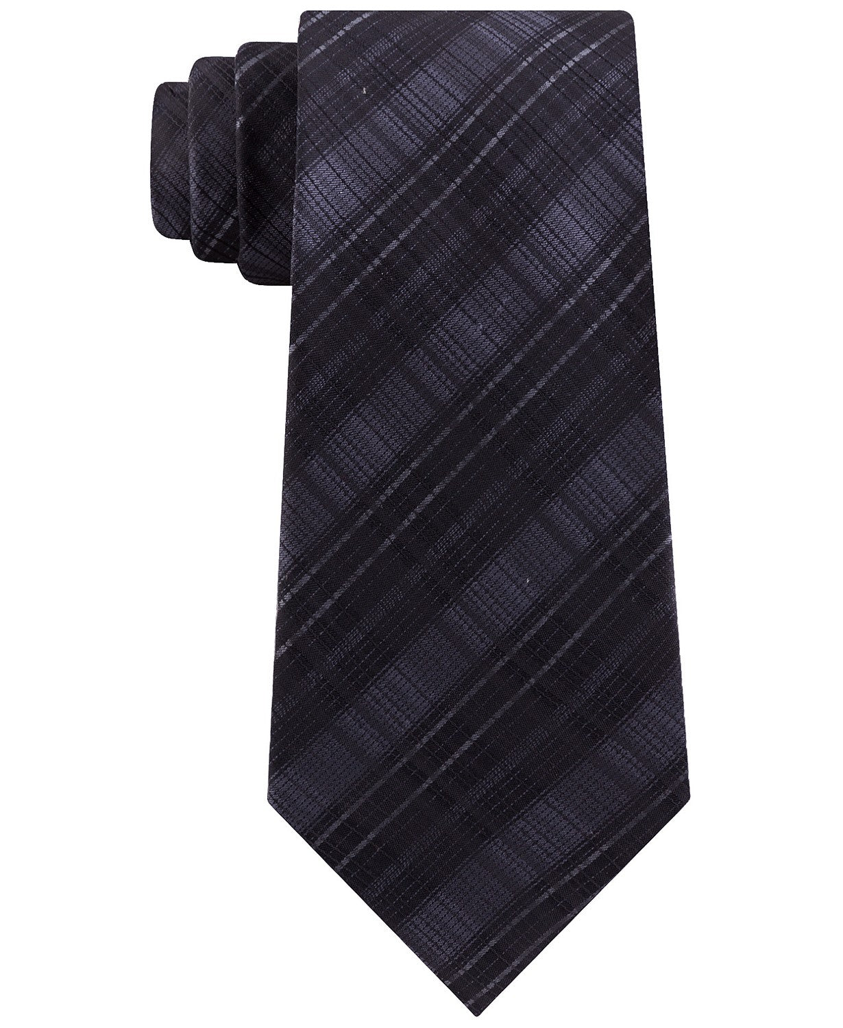 Gravata xadrez iridescente Kenneth Cole Reaction masculina, preta, tamanho regular