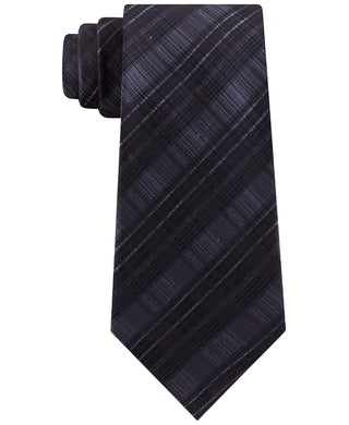 Gravata xadrez iridescente Kenneth Cole Reaction masculina, preta, tamanho regular