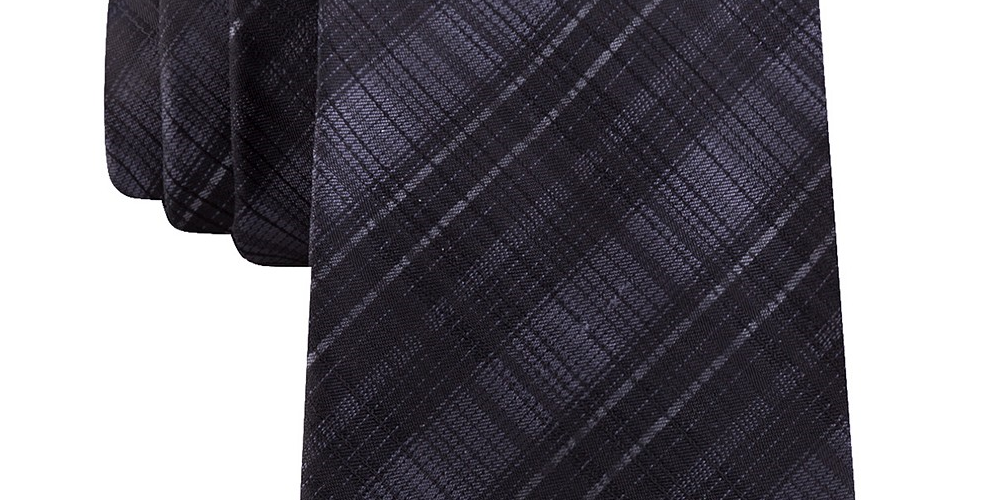 Gravata xadrez iridescente Kenneth Cole Reaction masculina, preta, tamanho regular