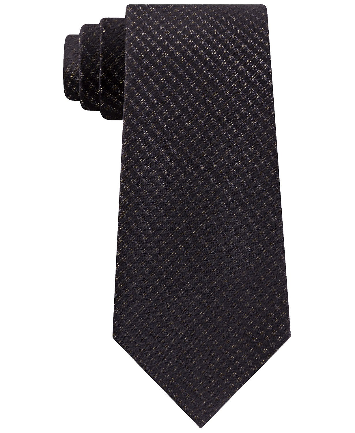 Gravata Kenneth Cole Reaction Slim Fine Metallic Grid Masculina Preta Tamanho Regular