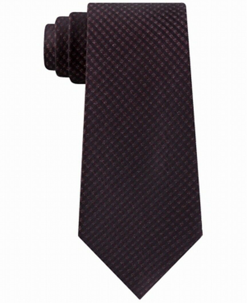 Gravata Kenneth Cole Reaction Slim Fine Metallic Grid Masculina Vermelha Tamanho Regular