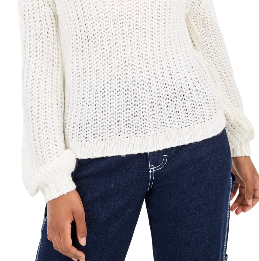 Suéter Planet Gold Juniors com gola alta, branco, tamanho médio