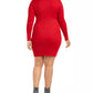 Vestido suéter plus size com zíper frontal Planet Gold feminino, vermelho, tamanho 2X