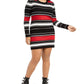 Vestido suéter listrado plus size Planet Gold Juniors, preto, tamanho 1X