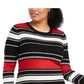 Vestido suéter listrado plus size Planet Gold Juniors, preto, tamanho 1X