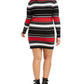 Vestido justo listrado plus size Derek Heart da Planet Gold feminino, preto, tamanho 3X