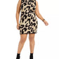 Vestido justo feminino Derek Heart da Planet Gold, plus size, com glitter e estampa de leopardo, amarelo, tamanho 2X
