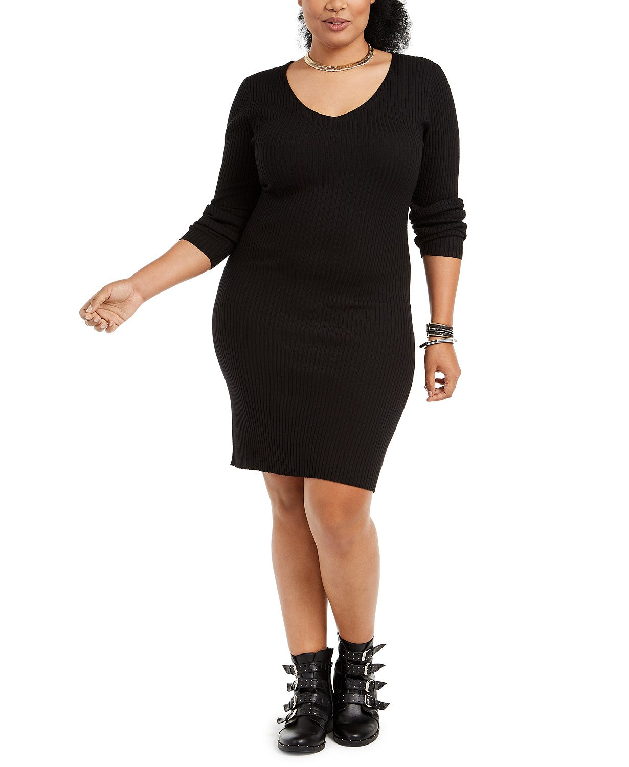 Vestido justo feminino Planet Gold Plus Size com amarração nas costas, preto, tamanho 2, extra grande