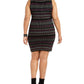 Vestido justo feminino Derek Heart Plus Size com listras metálicas, preto, tamanho extra grande