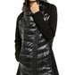 Jaqueta Puffer Assimétrica Feminina Calvin Klein Mix-Media Preta Tamanho Grande