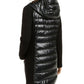 Jaqueta Puffer Assimétrica Feminina Calvin Klein Mix-Media Preta Tamanho Grande