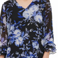 Blusa Calvin Klein Feminina Estampada Manga Babados Azul Brilhante Tamanho Grande