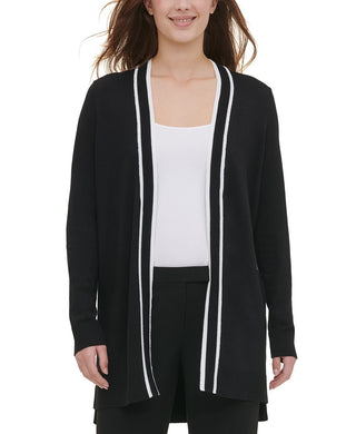 Cardigan Calvin Klein Feminino com Debrum e Frente Aberta, Preto, Tamanho X-G