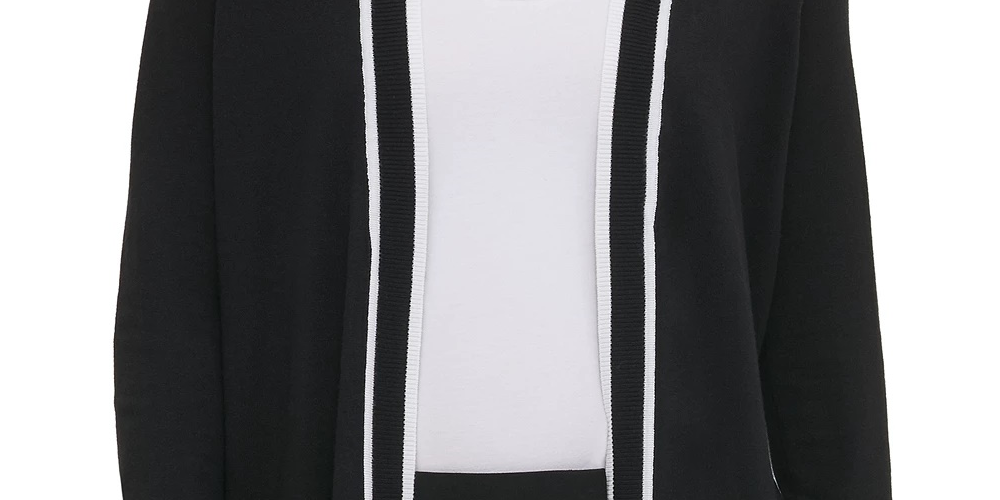 Cardigan Calvin Klein Feminino com Debrum e Frente Aberta, Preto, Tamanho X-G